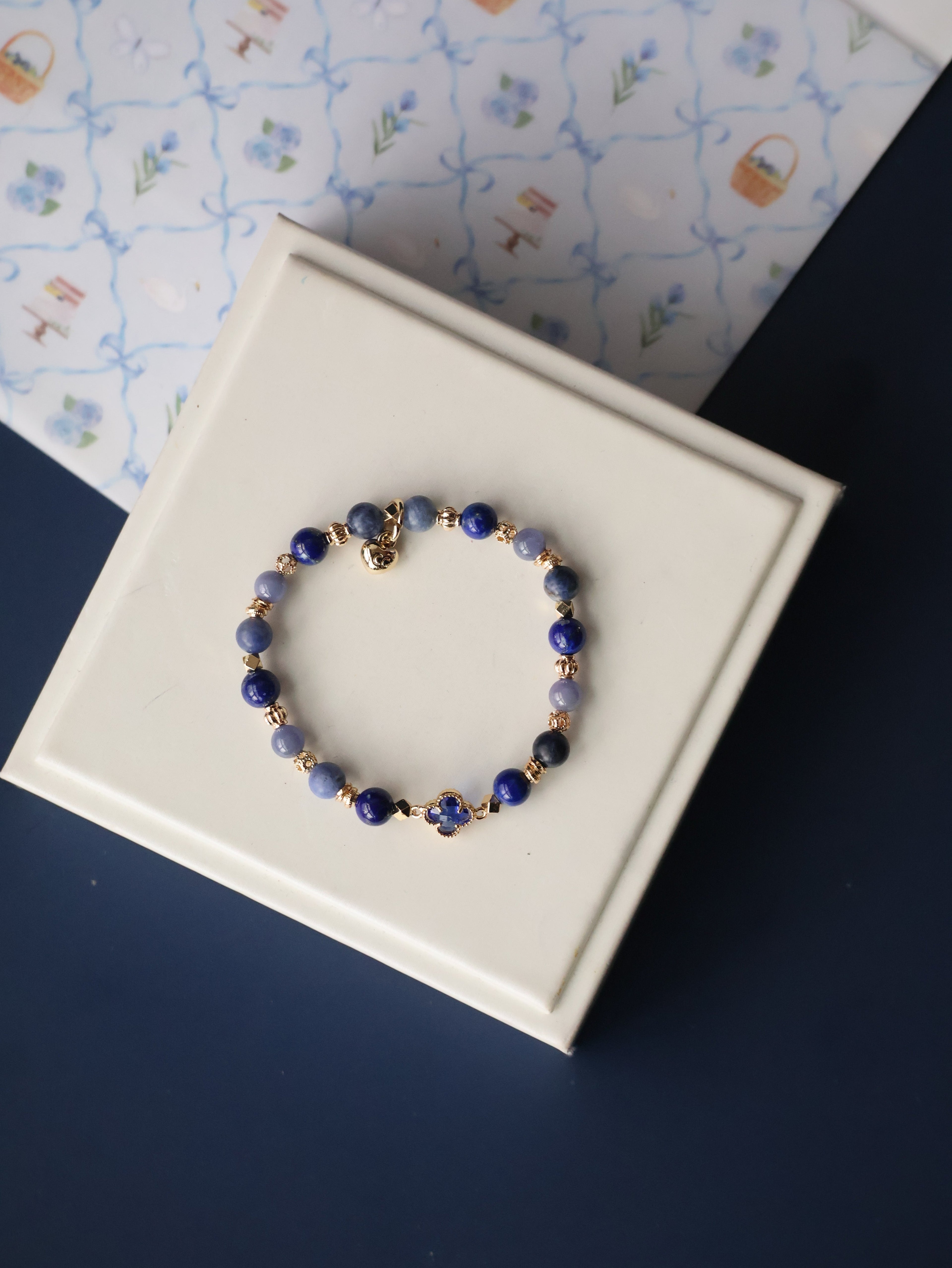 Lapis Lazuli, Rose Quartz & Moonstone Stackers Crystal Bracelet ¡ª Clover Alchemy Series 2.0 | 6mm (Elastic)