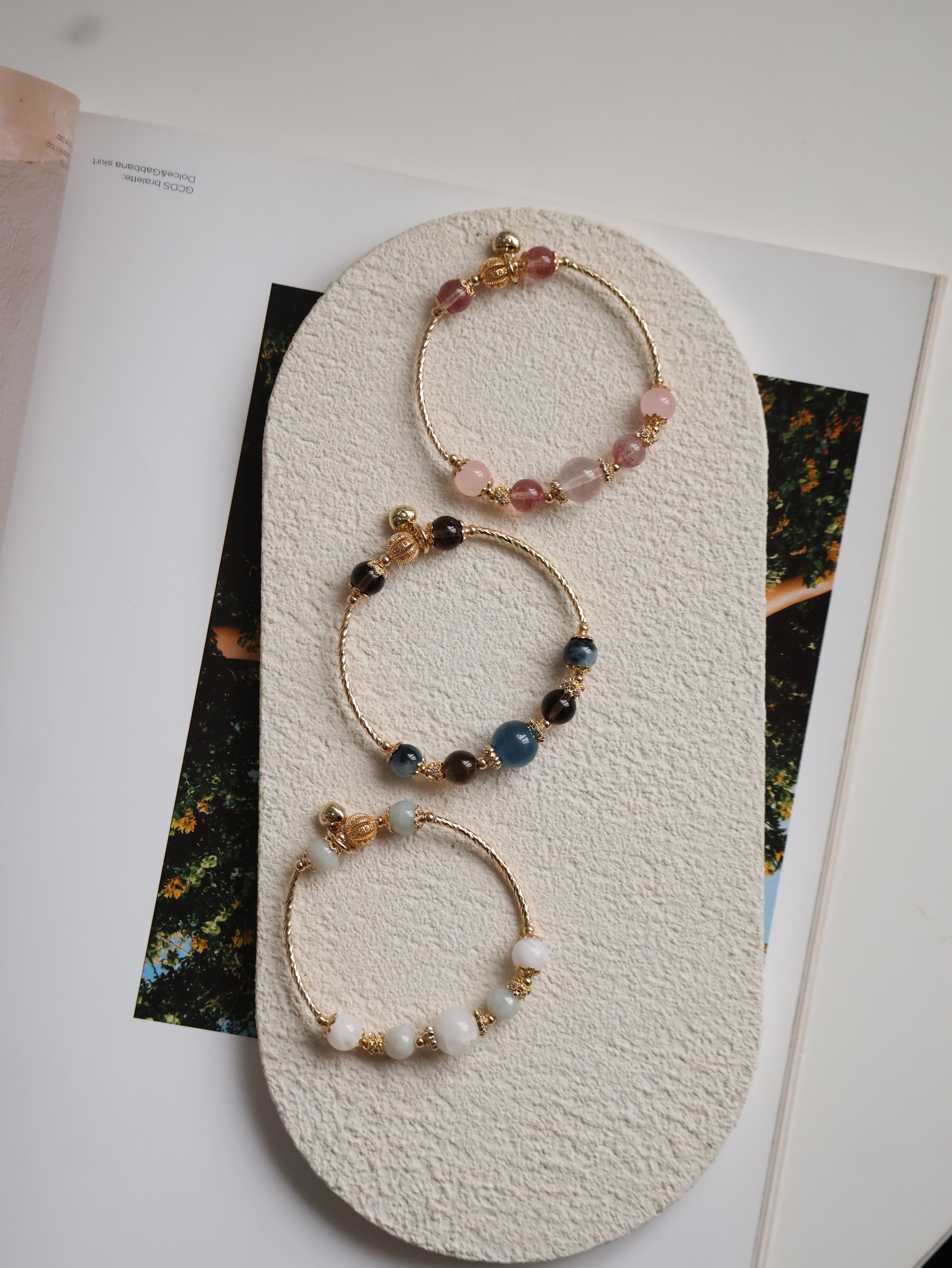 Smoky Quartz & Devil¡¯s Eye Aquamarine Crystal Bracelet Bangle ¡ª Orianna Bangles Series | 8mm