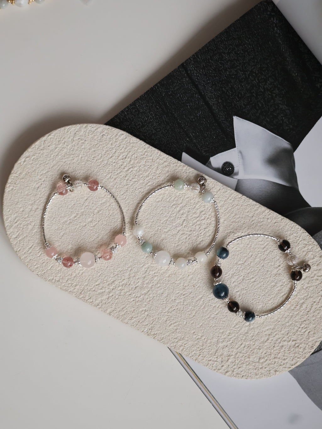 Smoky Quartz & Devil¡¯s Eye Aquamarine Crystal Bracelet Bangle ¡ª Orianna Bangles Series | 8mm