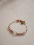 Strawberry Quartz & Rose Quartz Crystal Bracelet Bangle ¡ª Orianna Bangles Series | 8mm (Elastic)