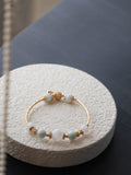 Green Jadeite & White Phantom Quartz Crystal Bracelet Bangle ¡ª Orianna Bangles Series | 8mm (Elastic)