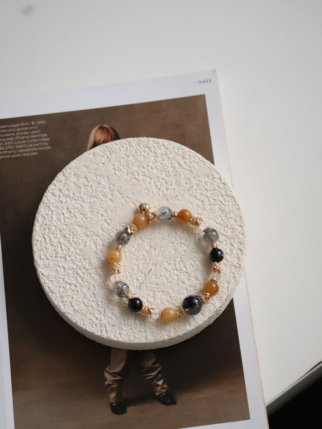 Hypersthene, Clear Quartz, Andesine Labradorite & Herkimer Diamond Crystal Bracelet ¡ª Miel Husky | 8mm (Elastic)