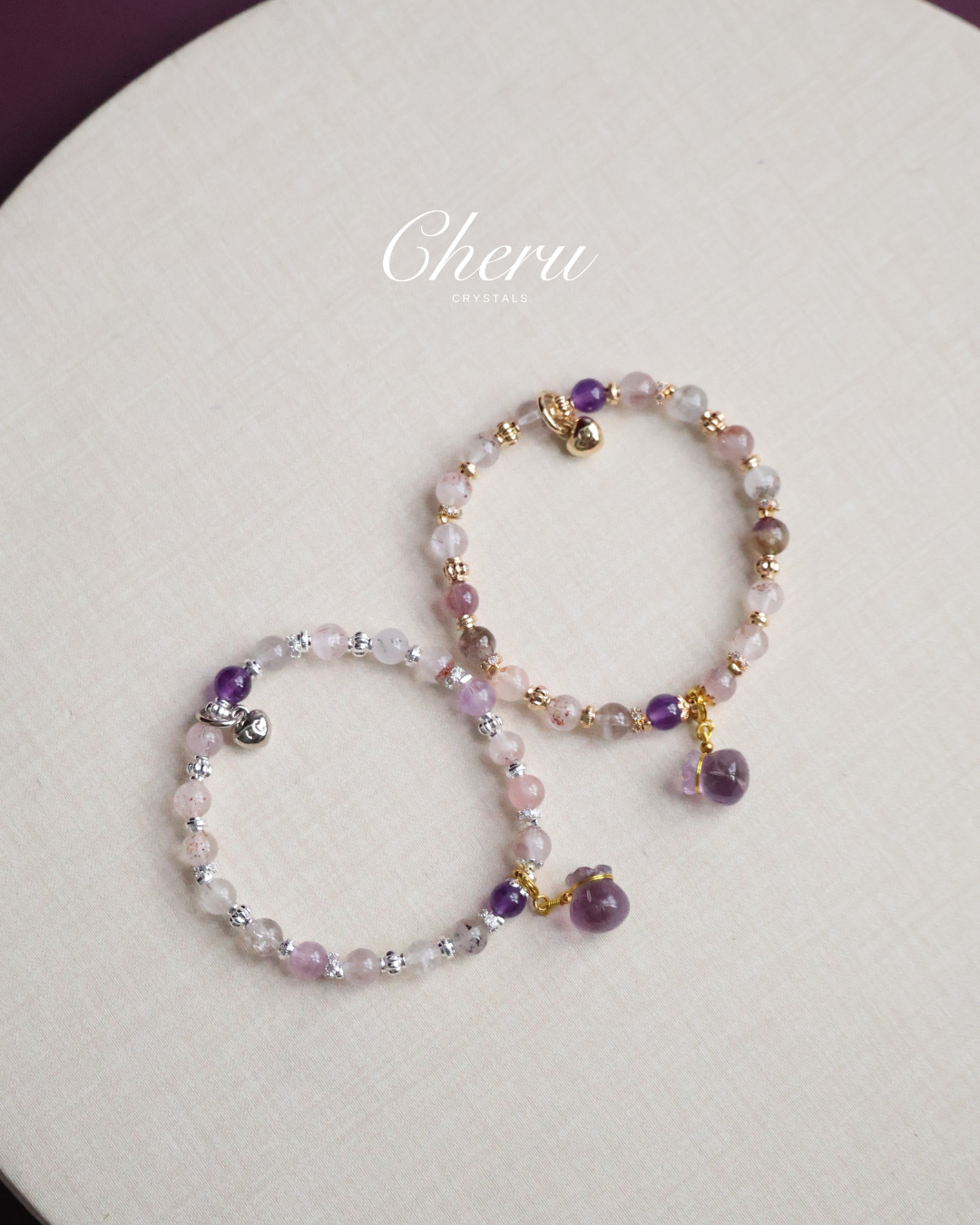 Super 7 & Amethyst with Money Bag ¡ª Mauve | 6mm (Elastic)