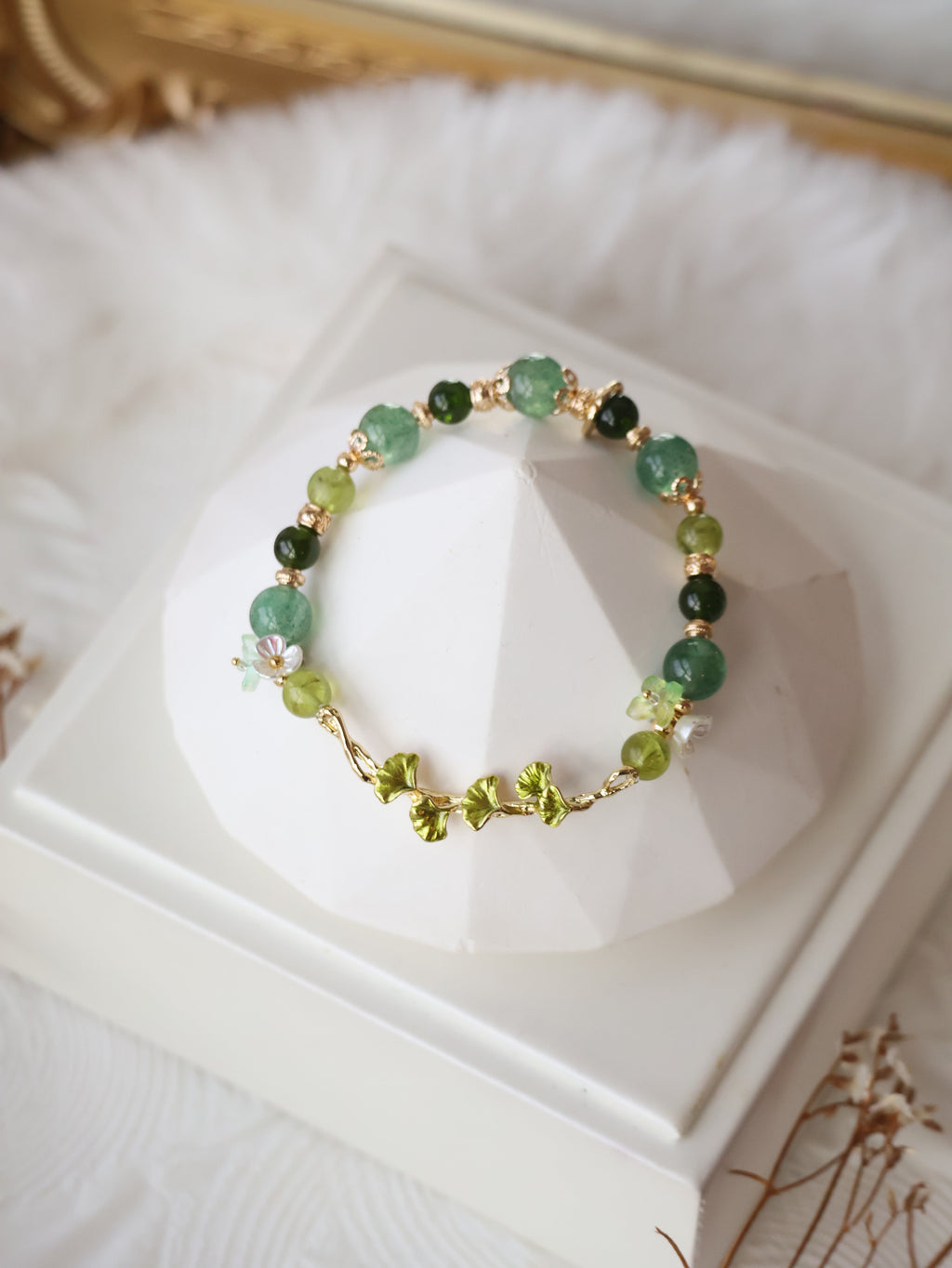 Green Strawberry Quartz, Peridot & Diopside ¡ª Midorin | 8mm (Elastic)