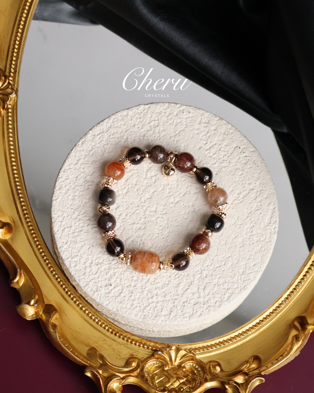 Garden Quartz, Smoky Quartz, Sliver Sheen Obsidian, Black Gold Super 7 Crystal Bracelet ¡ª Reddish Rich Slushie Inspired Dupe | 10mm (Elastic)