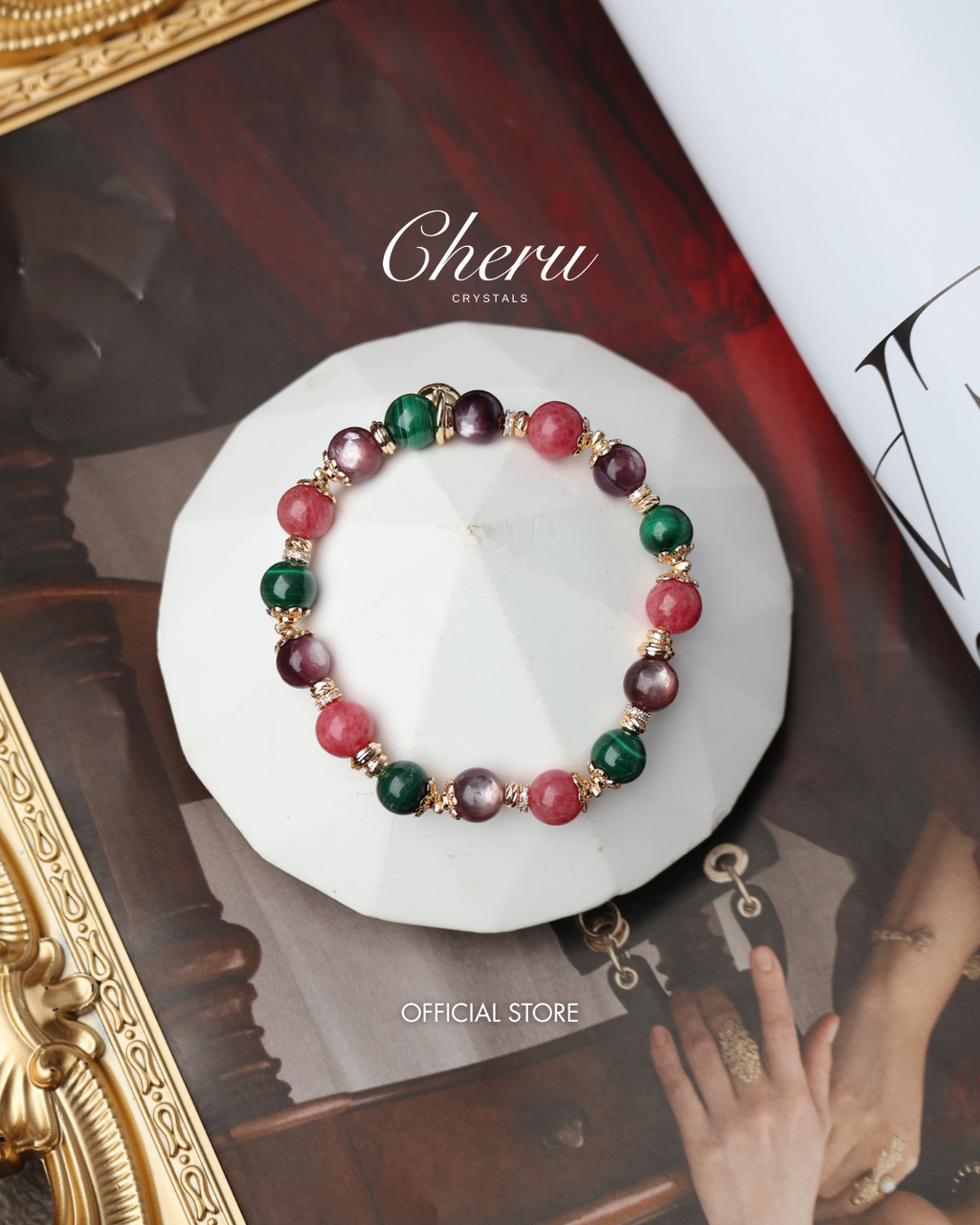 Malachite, Rhodonite, Lepidolite ¡ª Scorpio Horoscope Series | 8mm (Elastic)