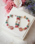 Blue Water Jadeite, Rhodonite, Fresh Water Pearl, Strawberry Quartz Ping An Kou ¡ª Mia | 6mm (Elastic)