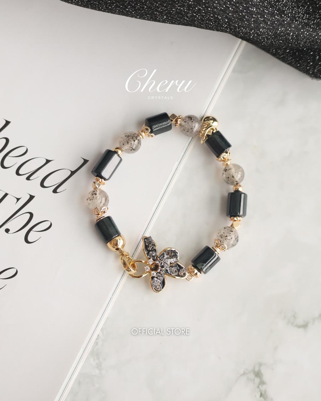 Black Strawberry Quartz & Wuji Jadeite ¡ª Bali Inspired | 8mm (Elastic)