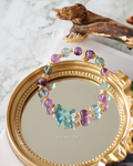 *Luna&Lithoss* Berri Bow 8mm Blue Fluorite & Purple Fluorite with Blue Fluorite Bow (Elastic)