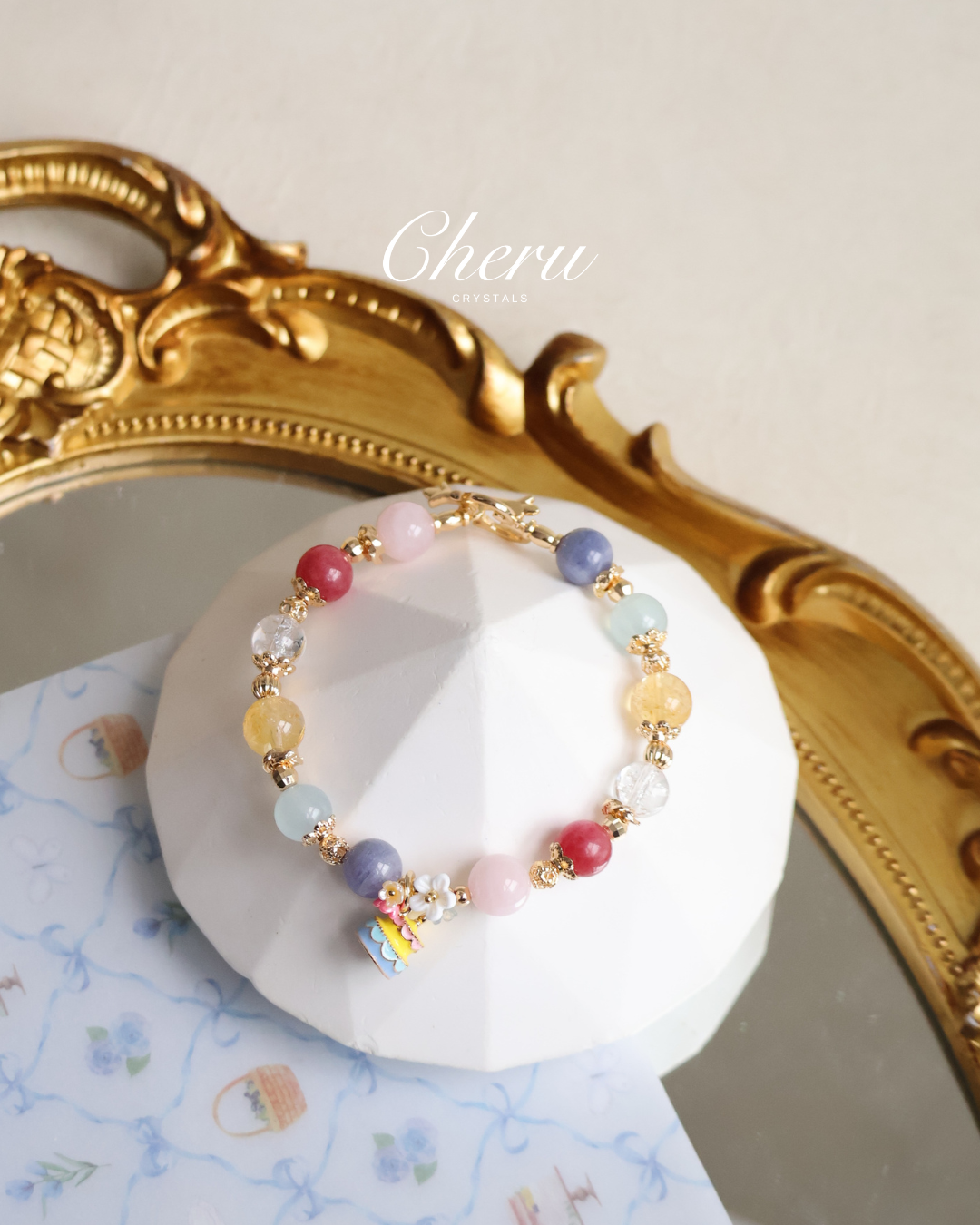 Tanzanite, Rhodonite, Citrine, Rose Quartz, Aquamarine & Clear Quartz Crystal Bracelet ¡ª Keki | 8mm (OT Clasp, Elastic)
