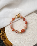 Sunstone, Fire Quartz & Peach Moonstone Crystal Bracelet ¡ª Apricot | 8mm (Elastic)