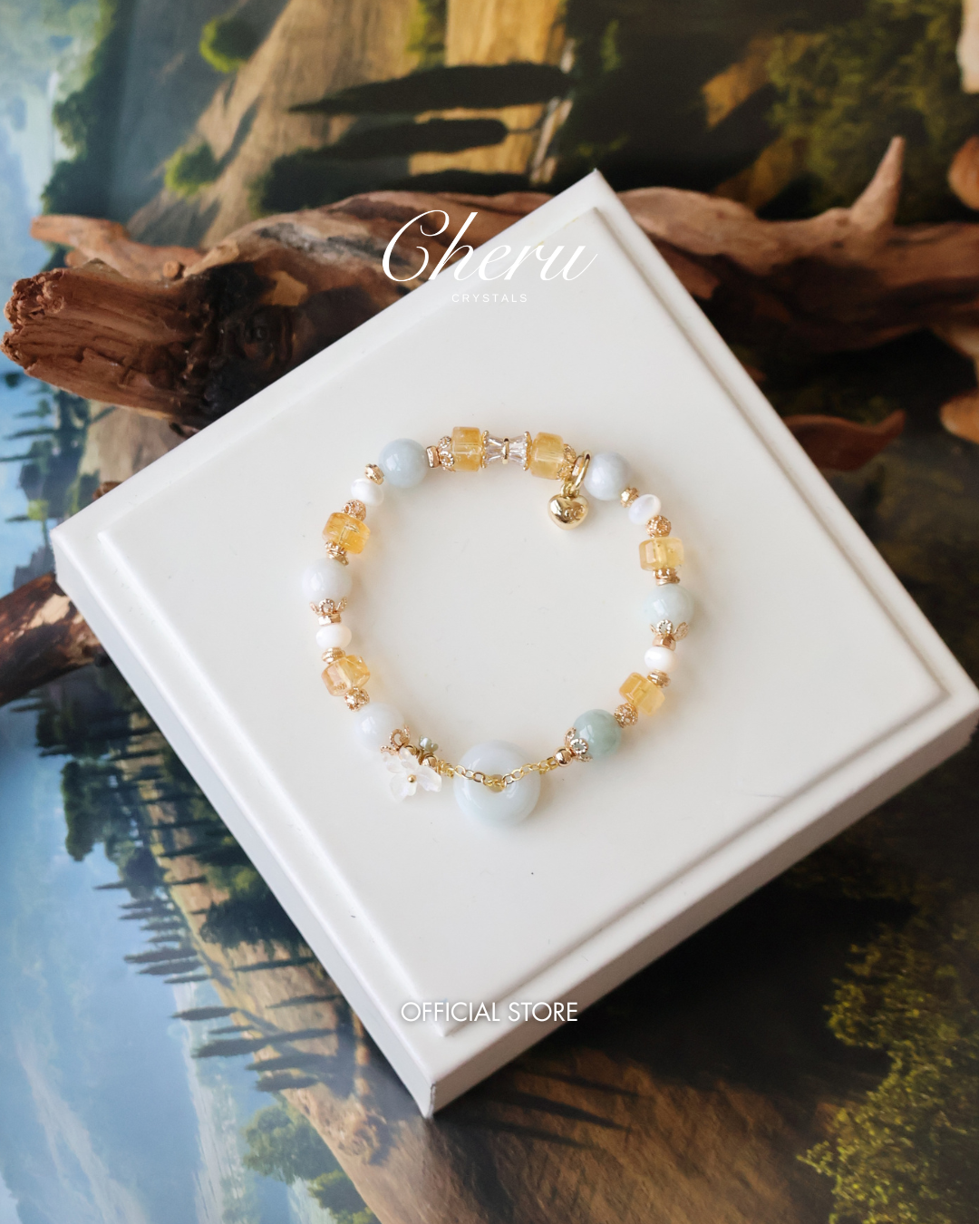 Green Jadeite, Citrine & White Conch ¡ª Everfae Ping An Kou Series | 8mm (Elastic)