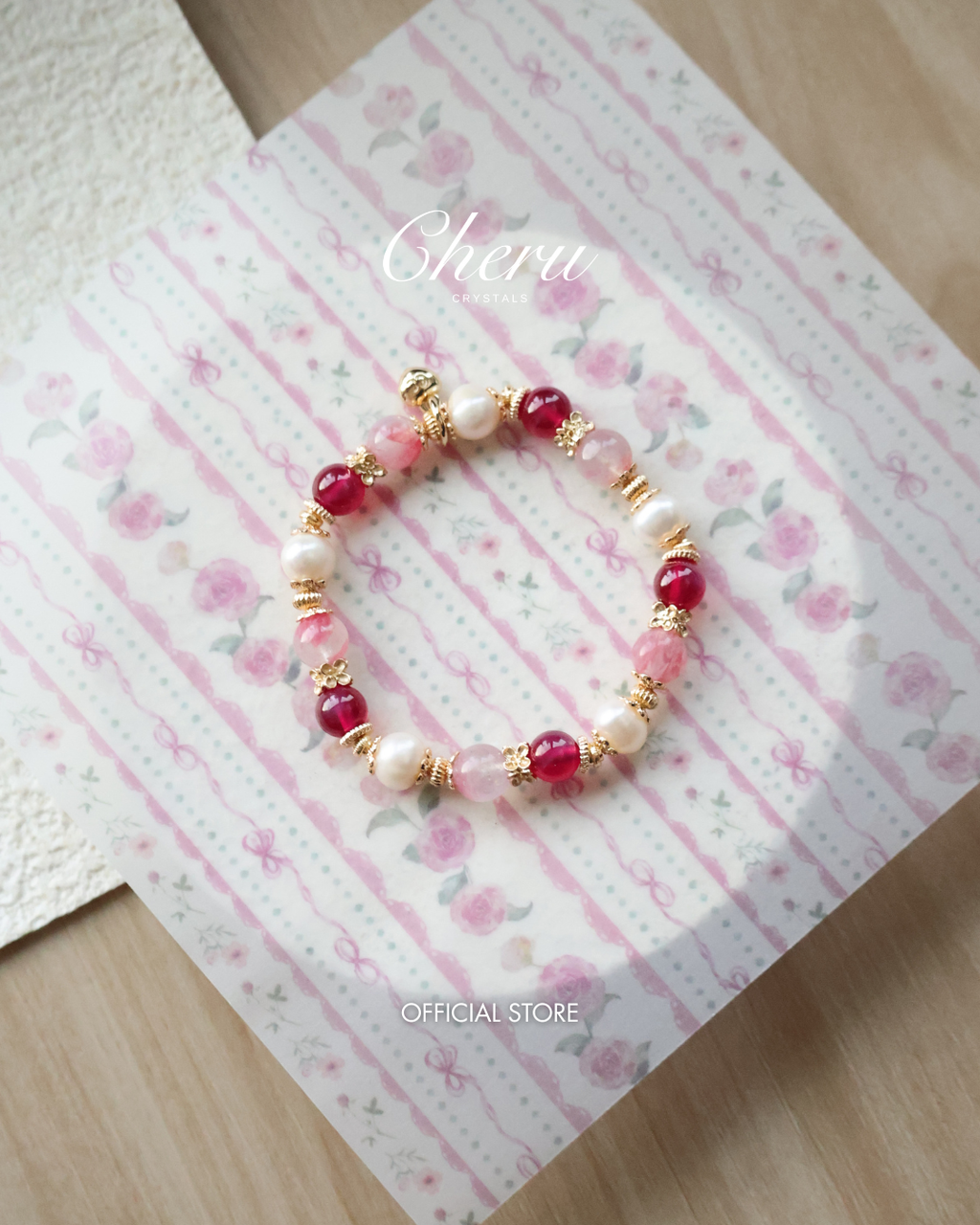 Rhodonite, Ruby & Freshwater Pearl Crystal Bracelet ¡ª The Ultimate Collection | 8mm (Elastic)
