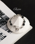 Grey Tiger¡¯s Eye, Black Obsidian & Herkimer Diamond ¡ª Chroel| 8mm (Elastic)