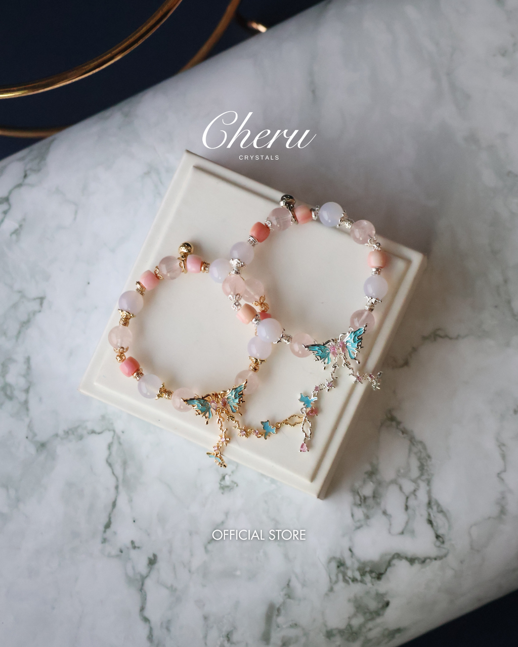 Queen Conch, Lilac Chalcedony & Rose Quartz Crystal Bracelet ¡ª Elaria | 10mm (Elastic)
