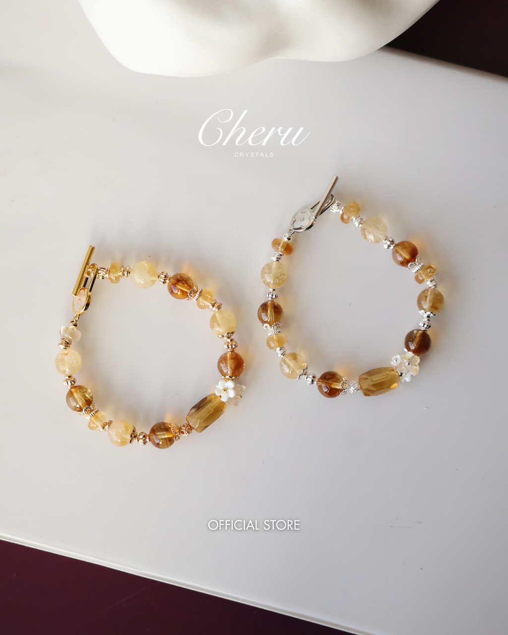Citrine Crystal Bracelet with Citrine Free Form ¡ª Sunelle | 8mm (OT Clasp, Elastic)