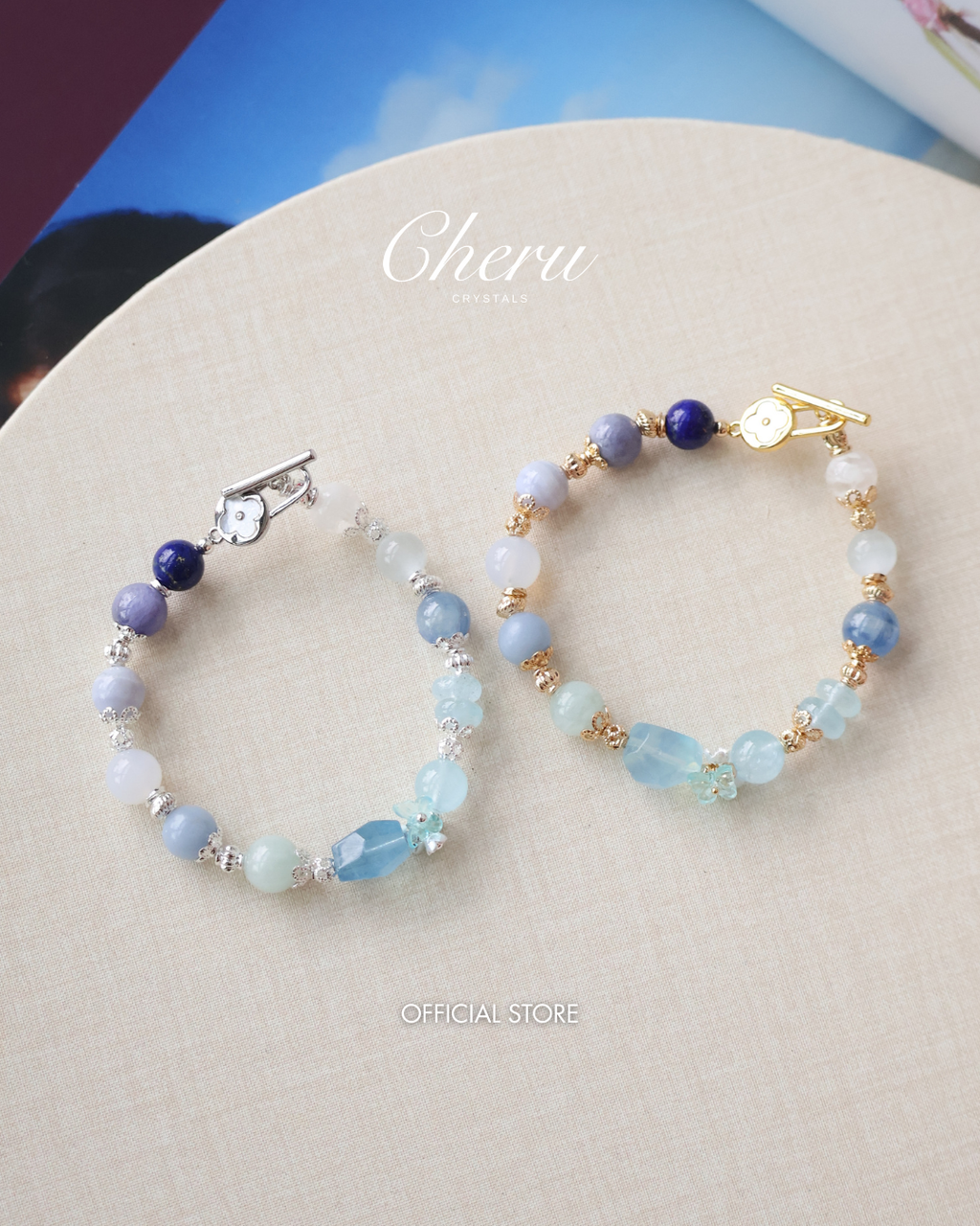*Luna&Lithoss* - Azurea Blue 8mm Duobao w OT Clasp