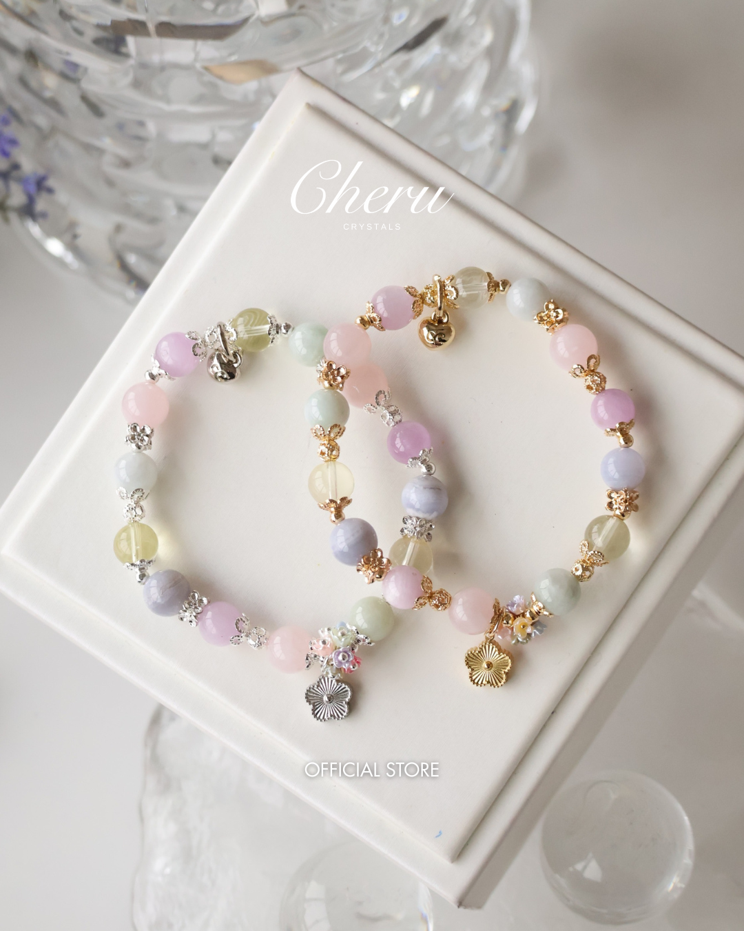 Rose Quartz, Kunzite, Blue Lace Agate, Lemon Quartz, Green Jadeite ¡ª Floryn | 8mm (Elastic)