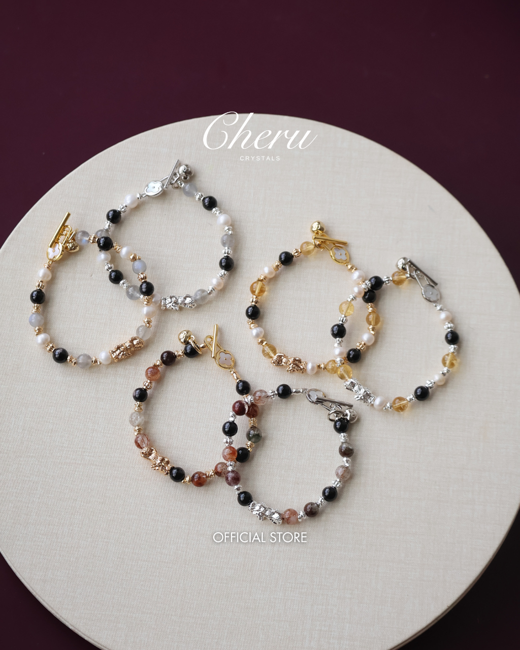 Labradorite, Citrine & Black Gold Super 7 Pixiu Crystal Bracelet ¡ª 6mm (OT Clasp, Elastic)