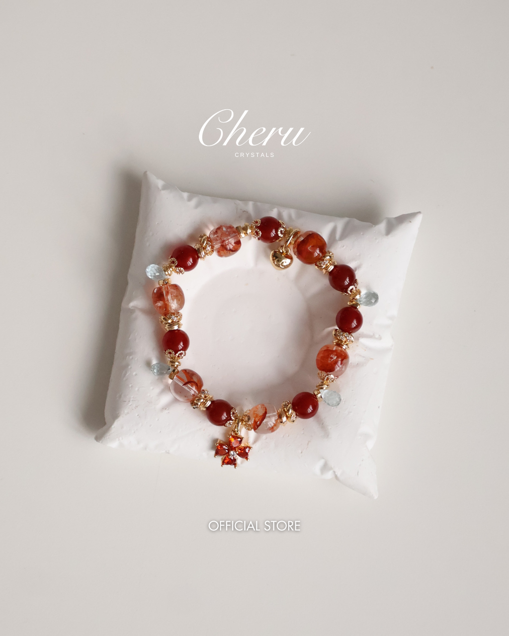 Fire Quartz, Carnelian & Blue Topaz Crystal Bracelet ¡ª Xiel Fire | 8mm (Elastic)