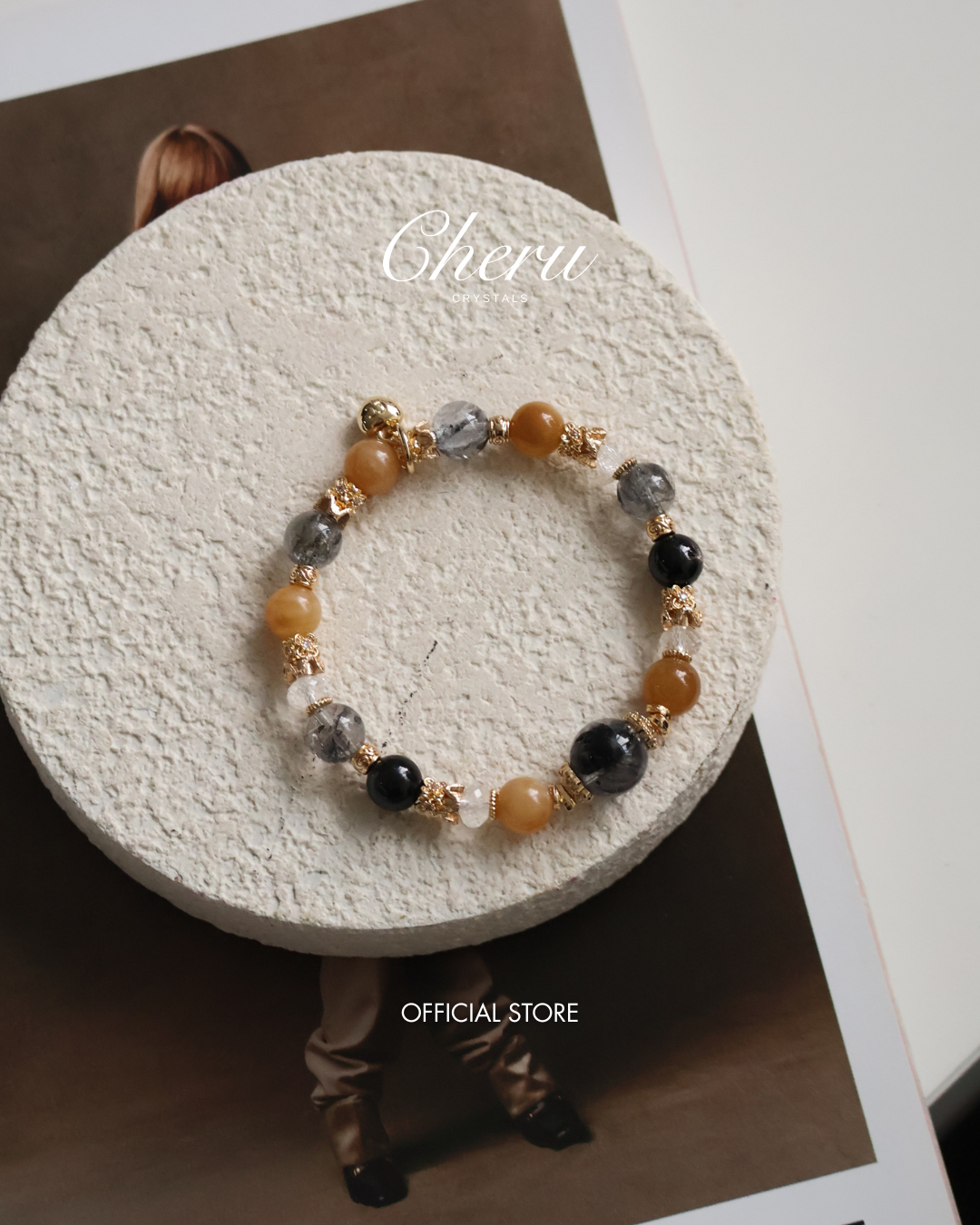 Hypersthene, Clear Quartz, Andesine Labradorite & Herkimer Diamond Crystal Bracelet ¡ª Miel Husky | 8mm (Elastic)