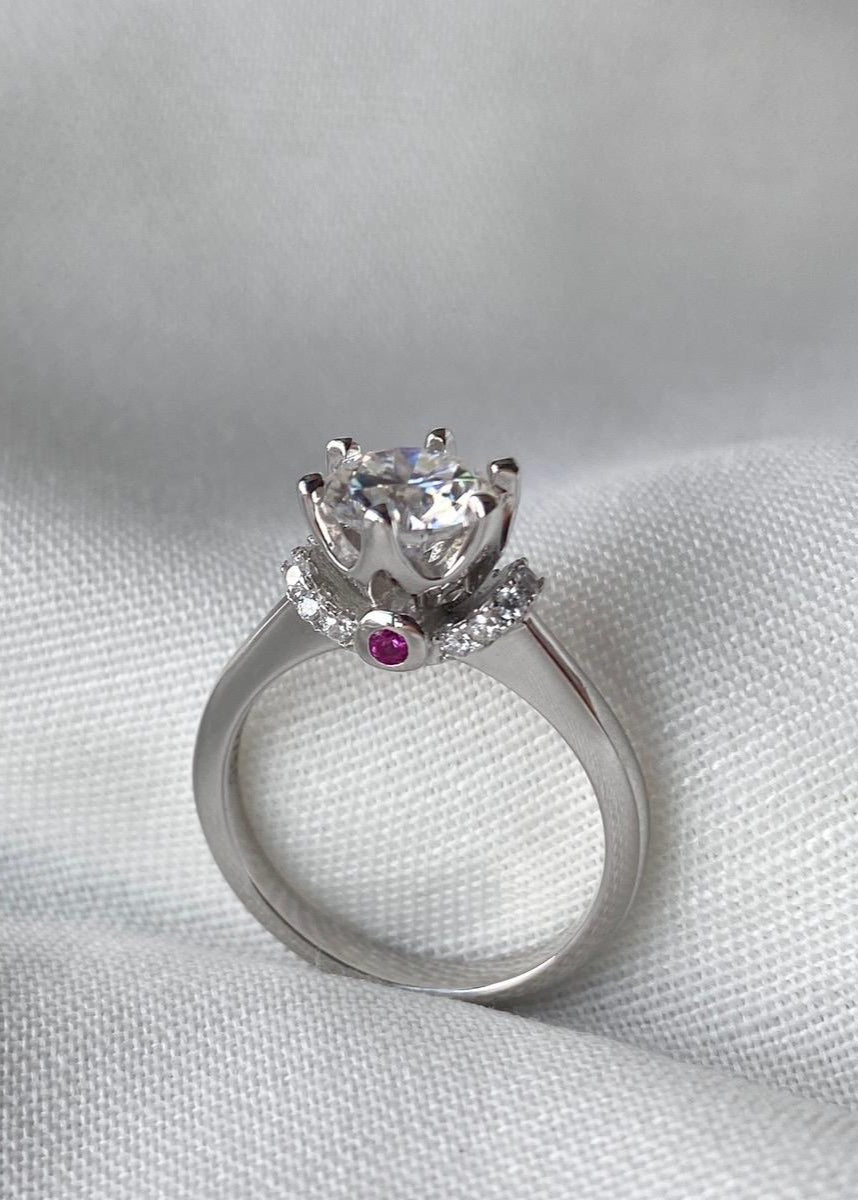 *Luna&Lithoss* Chasity 1CT Moissanite Gift Ring AU750